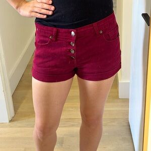 Forever 21 red button up shorts